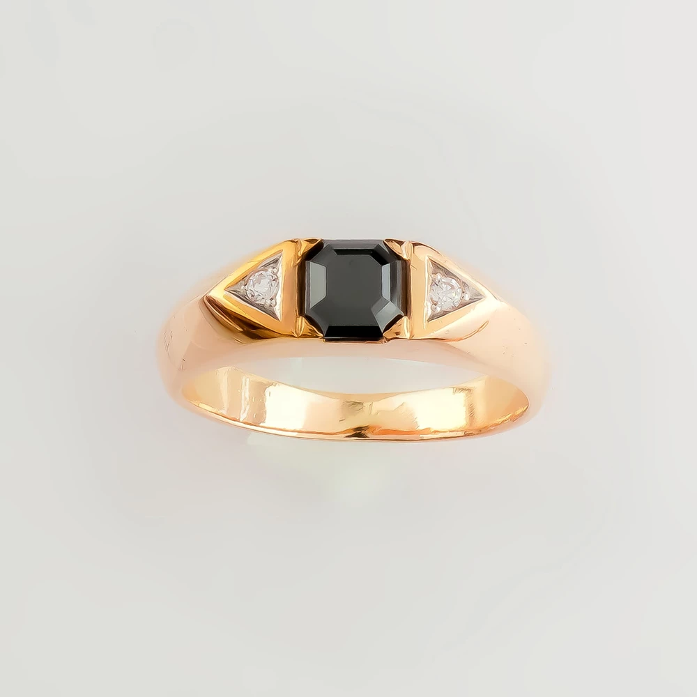 Кольцо с агатом из красного золота 585 пробы