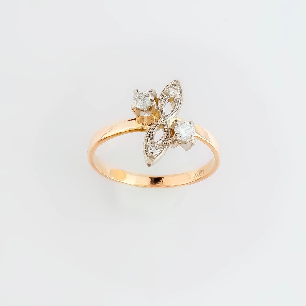 Кольцо с бриллиантом из красного золота 585 пробы