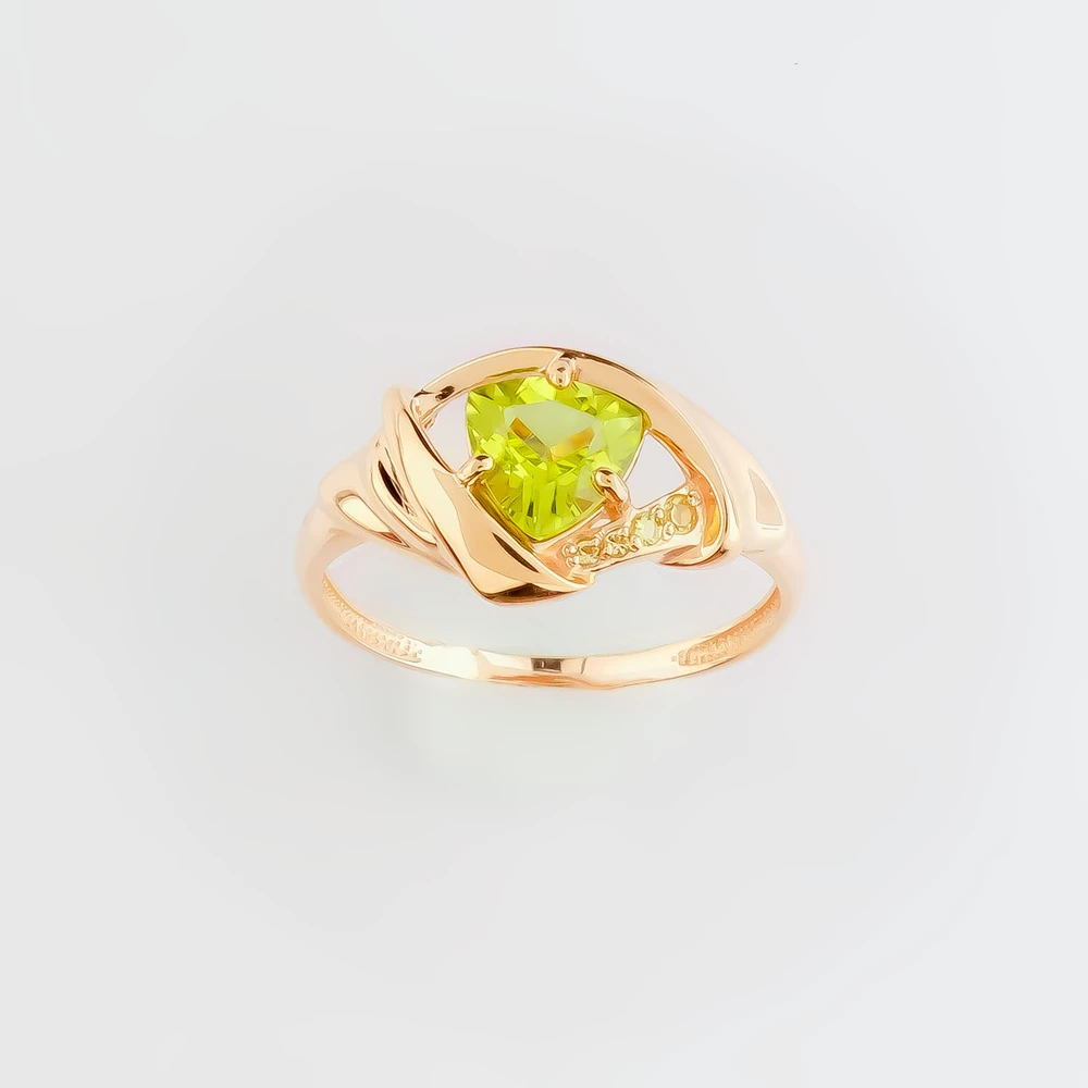 Кольцо с цитрином из красного золота 585 пробы