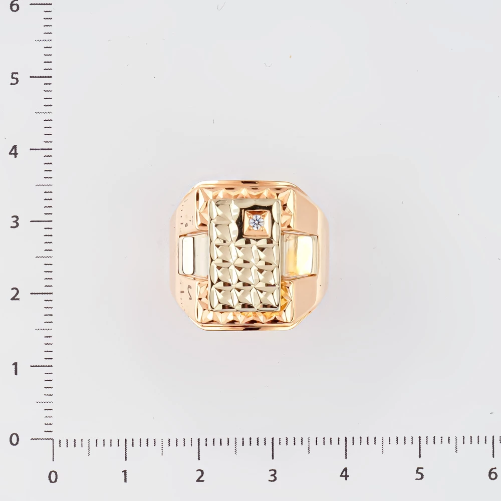 Кольцо с фианитом из красного золота 585 пробы