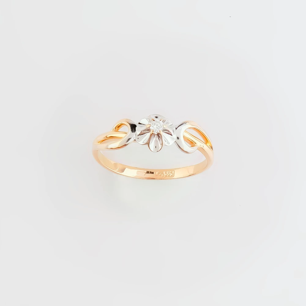 Кольцо с бриллиантом из красного золота 585 пробы