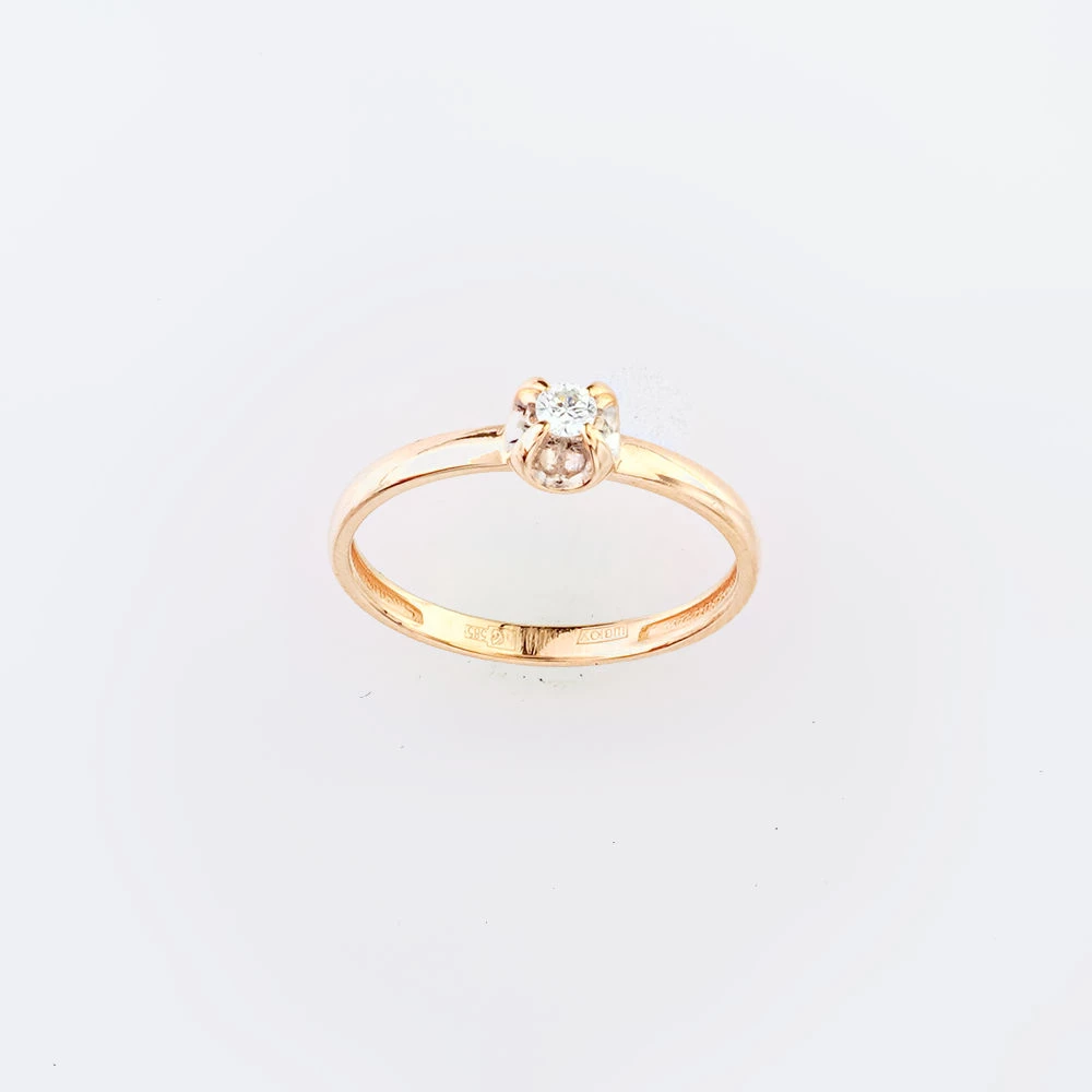 Кольцо с бриллиантом из красного золота 585 пробы