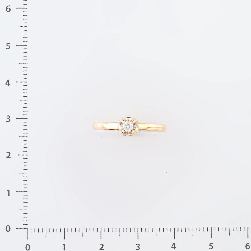 Кольцо с бриллиантом из красного золота 585 пробы