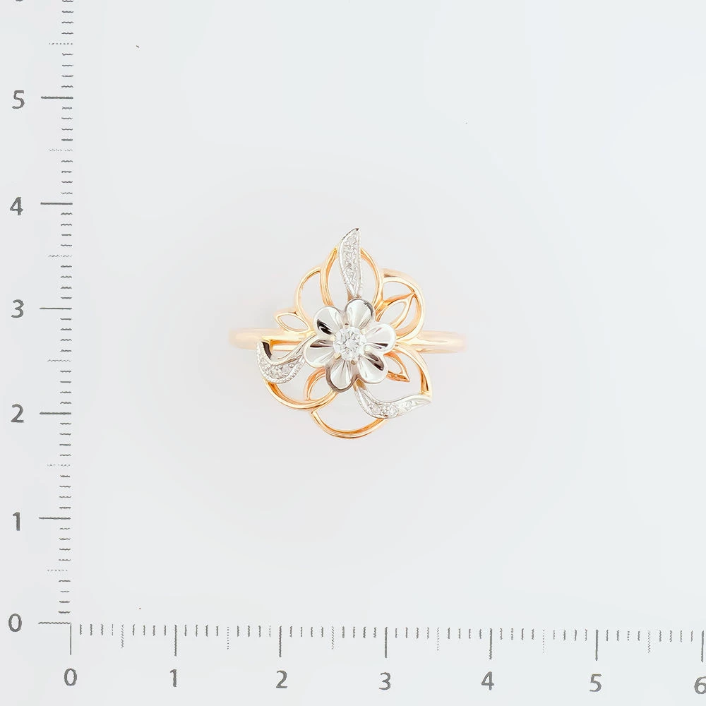 Кольцо с бриллиантом из красного золота 585 пробы