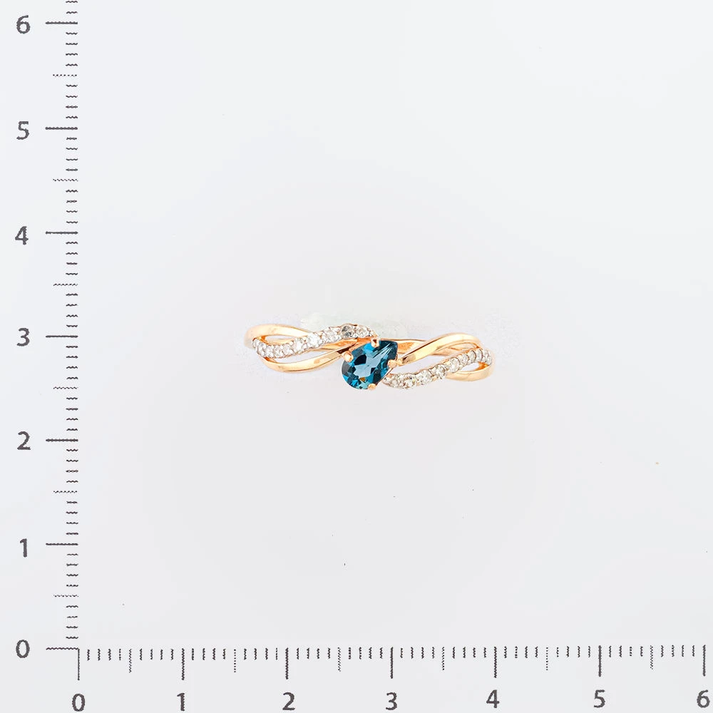 Кольцо с топазом из красного золота 585 пробы