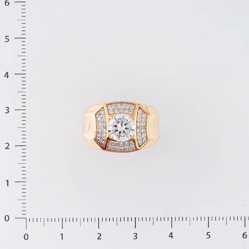 Кольцо с фианитом из красного золота 585 пробы