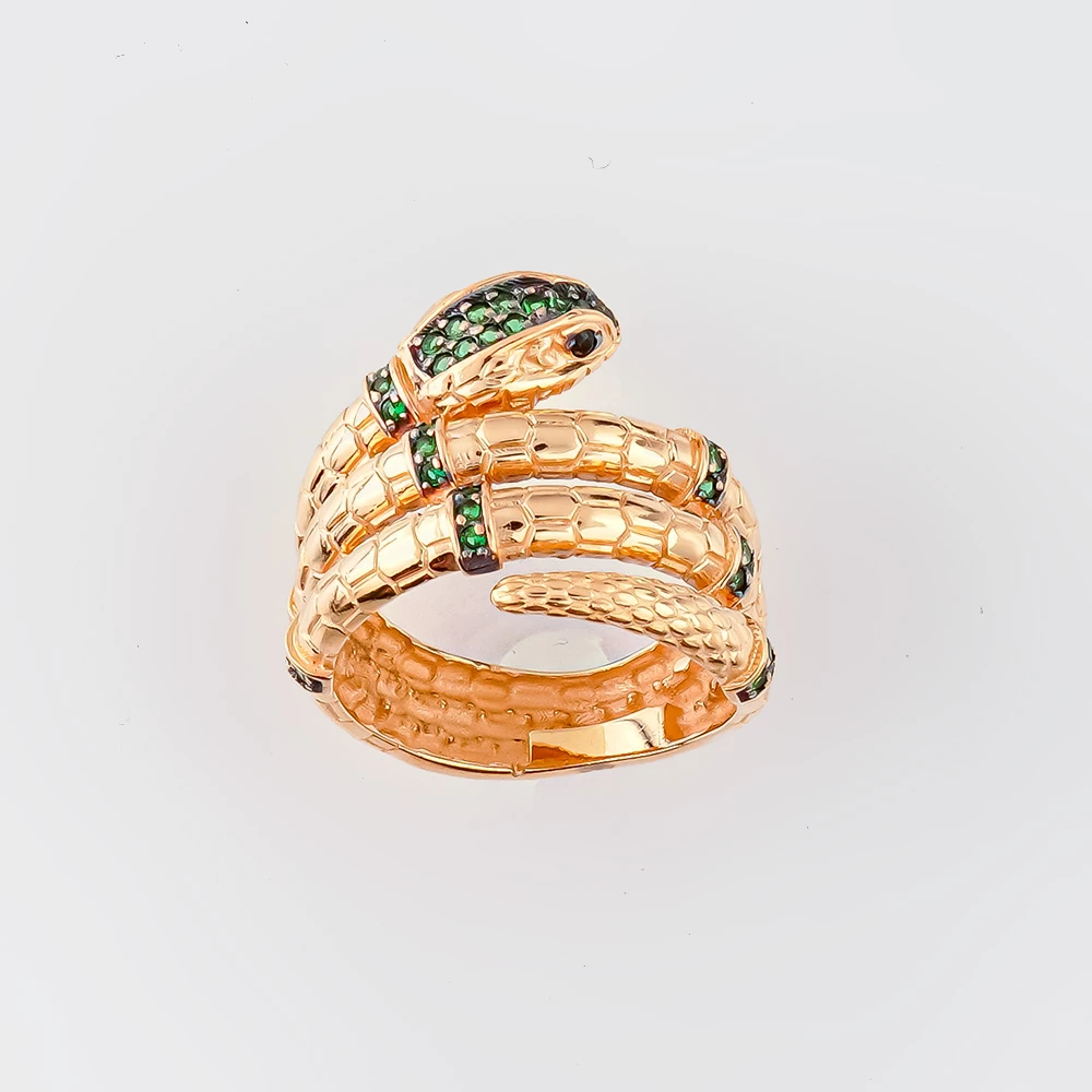 Кольцо с фианитом из красного золота 585 пробы