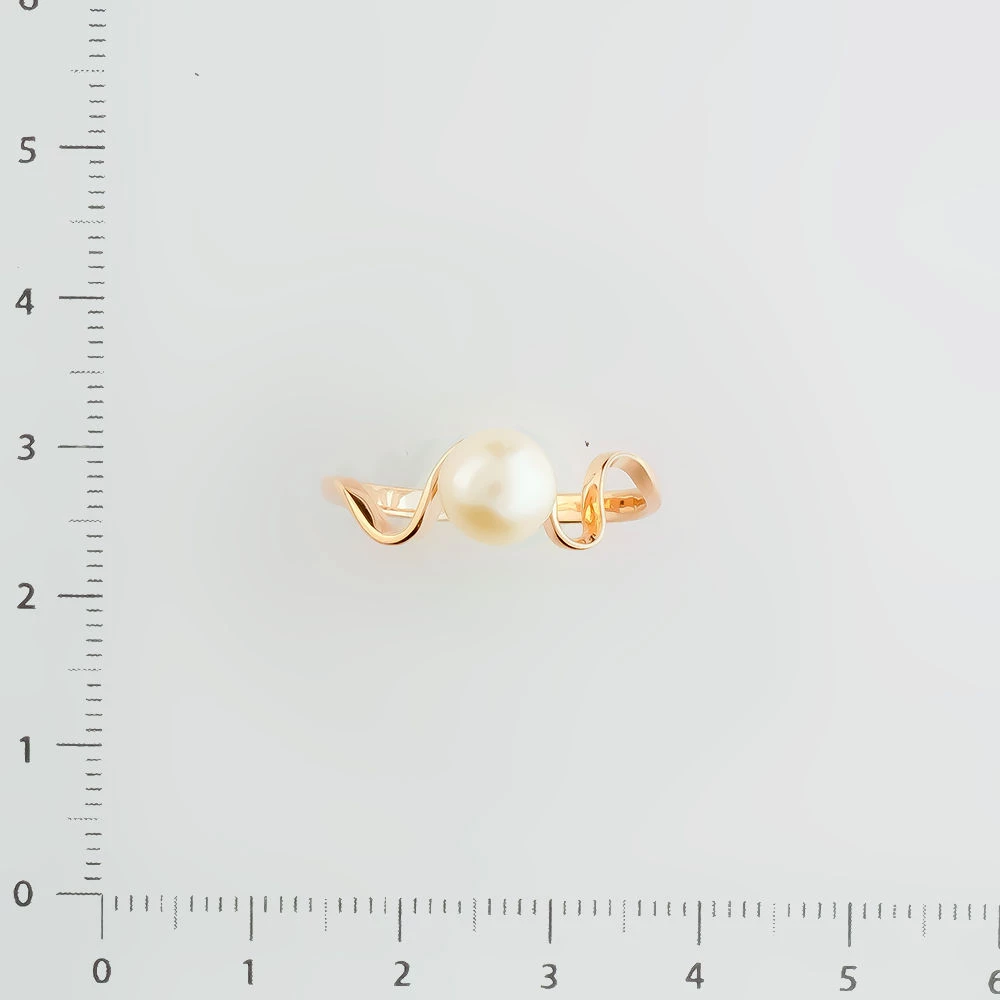 Кольцо с культивированным жемчугом из красного золота 585 пробы