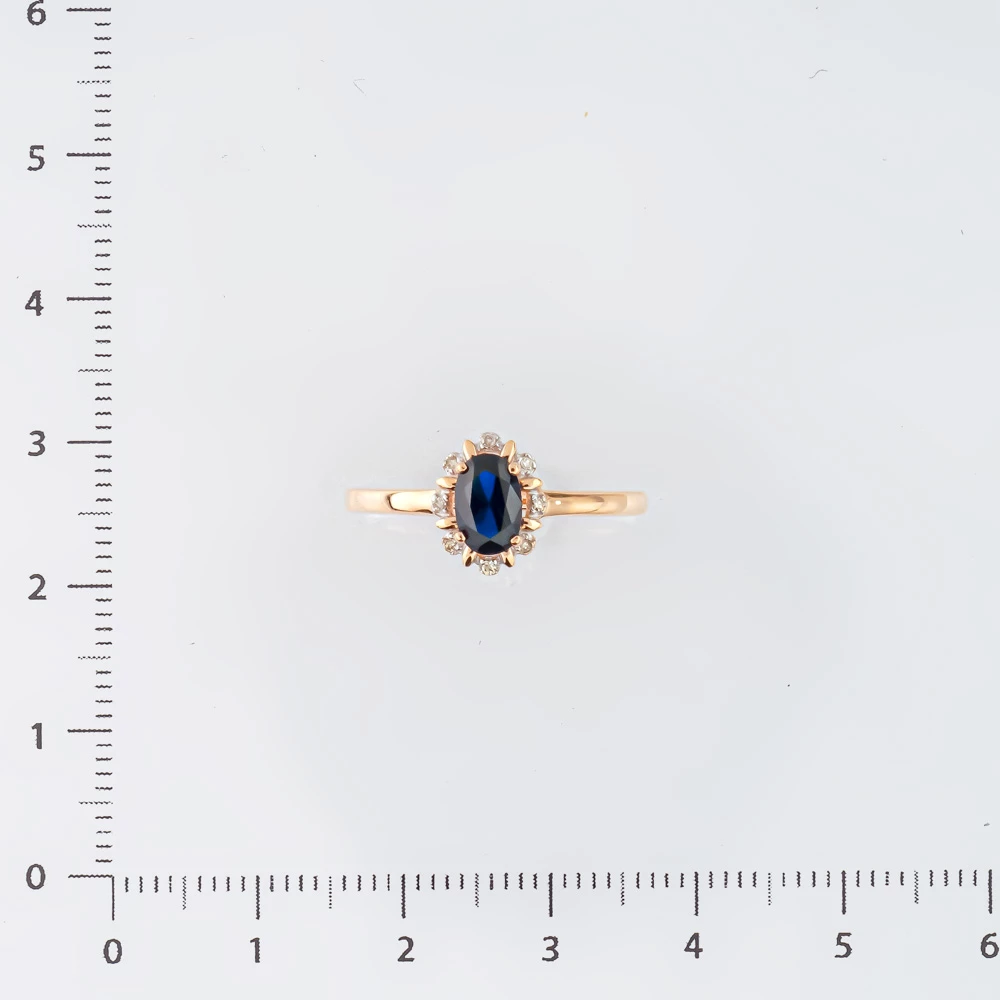 Кольцо с сапфиром синтетическим из красного золота 585 пробы