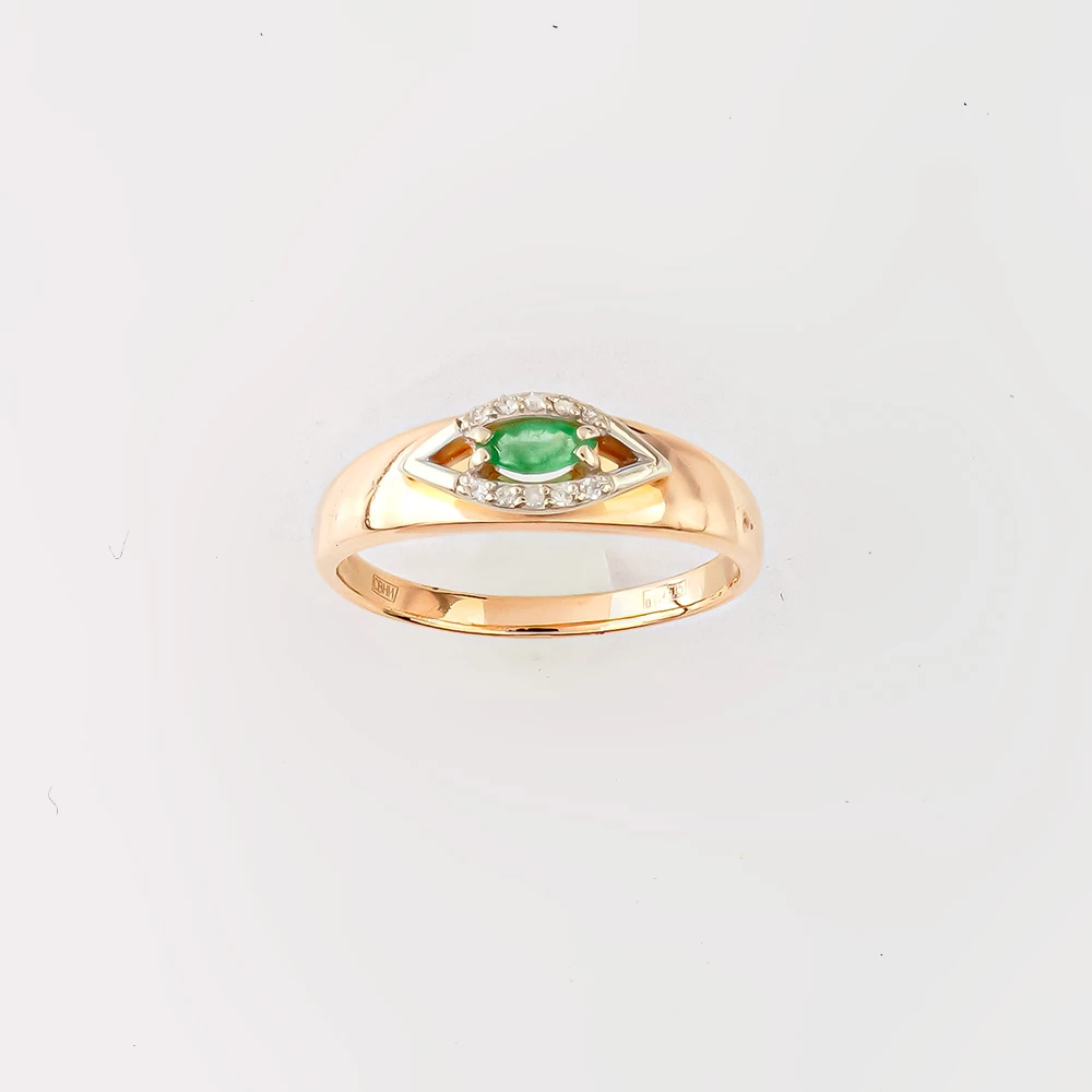 Кольцо с изумрудом из красного золота 585 пробы