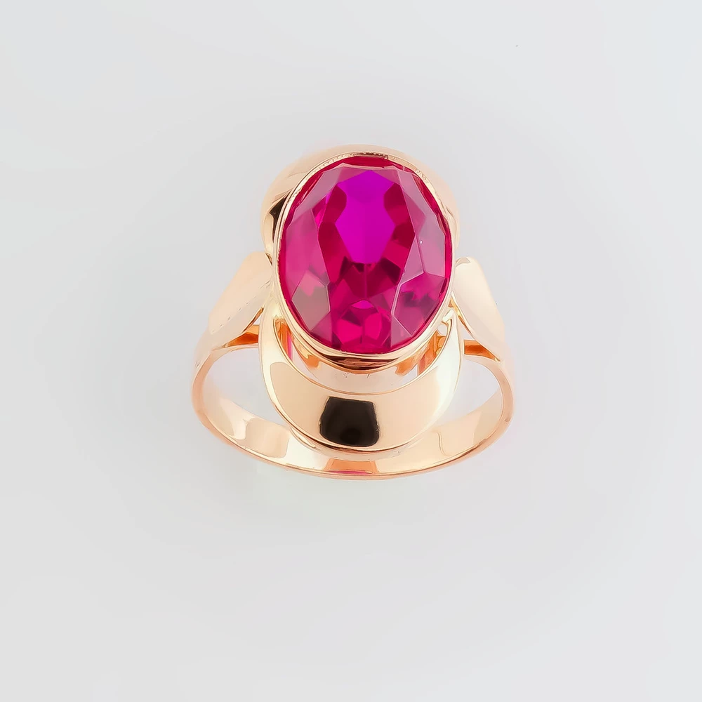 Кольцо с фианитом из красного золота 583 пробы