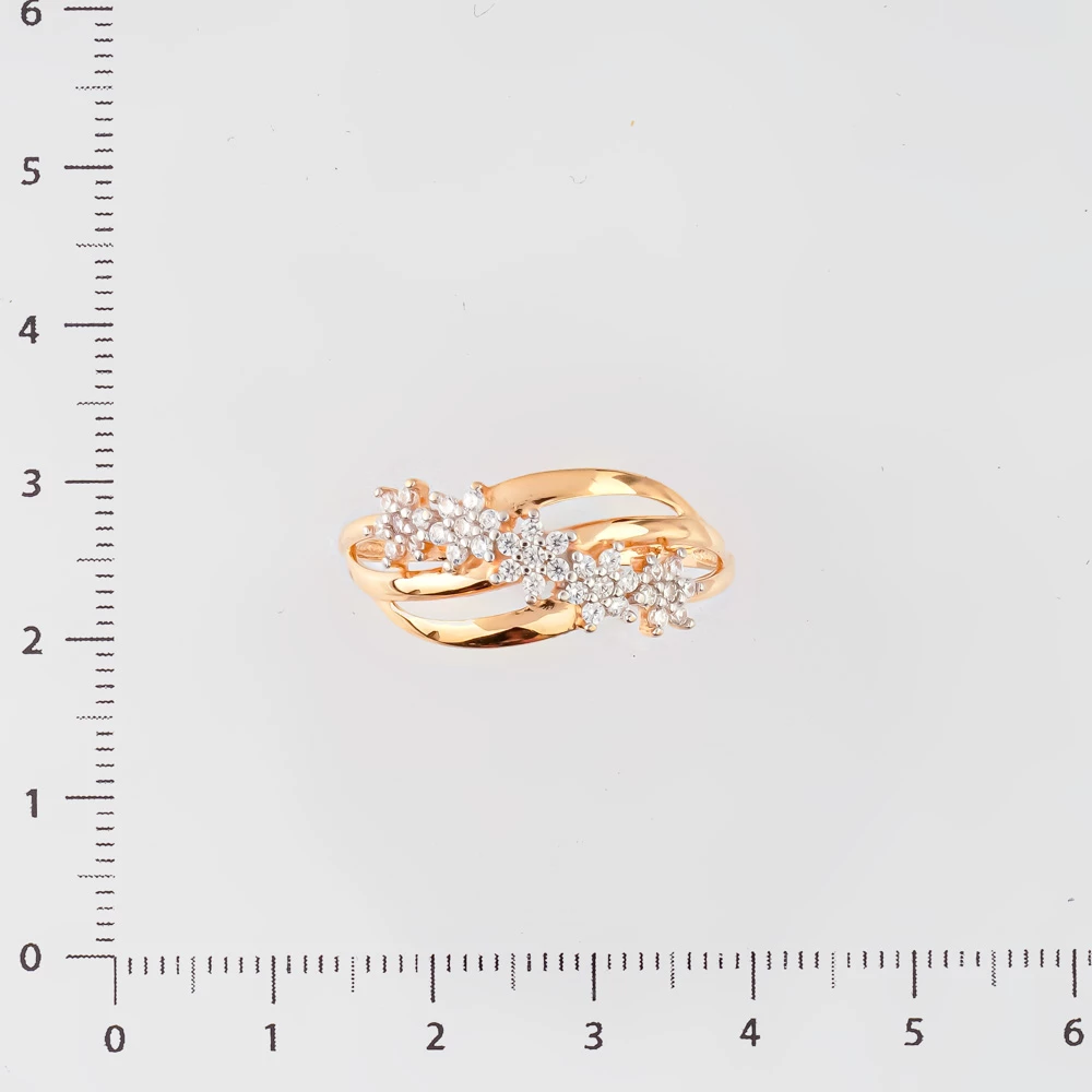 Кольцо с фианитом из красного золота 585 пробы