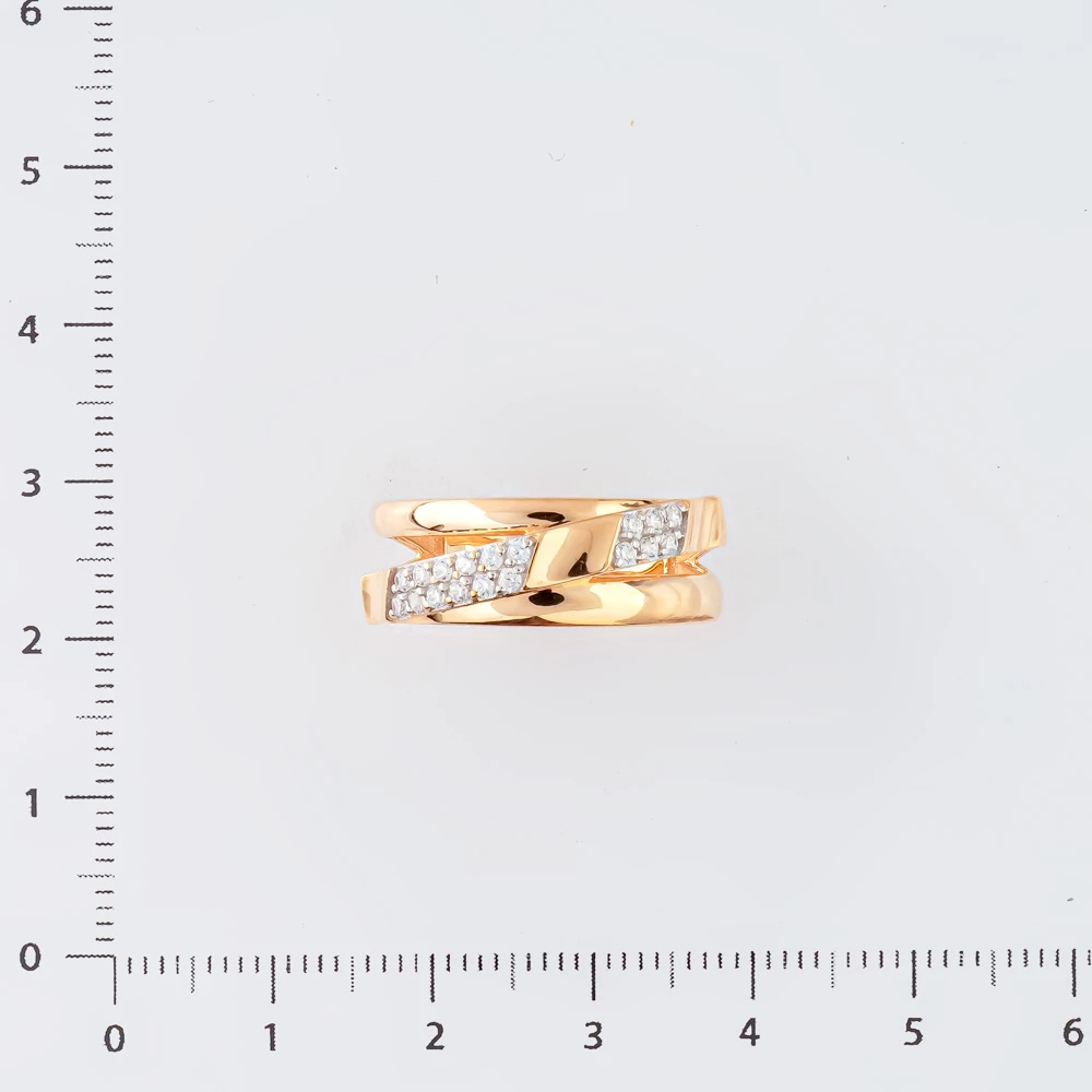 Кольцо с фианитом из красного золота 585 пробы