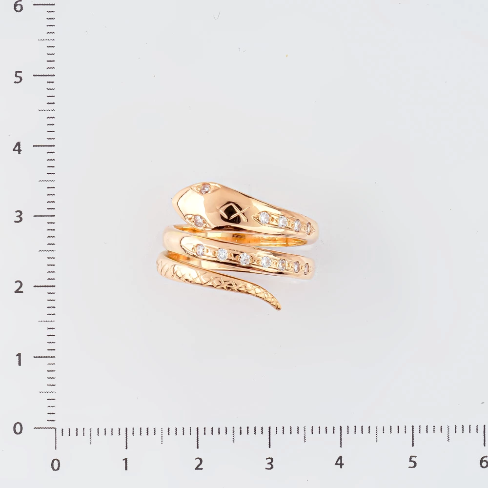 Кольцо с фианитом из красного золота 585 пробы