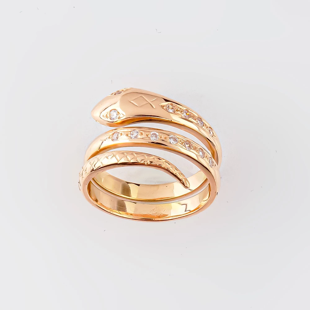 Кольцо с фианитом из красного золота 585 пробы