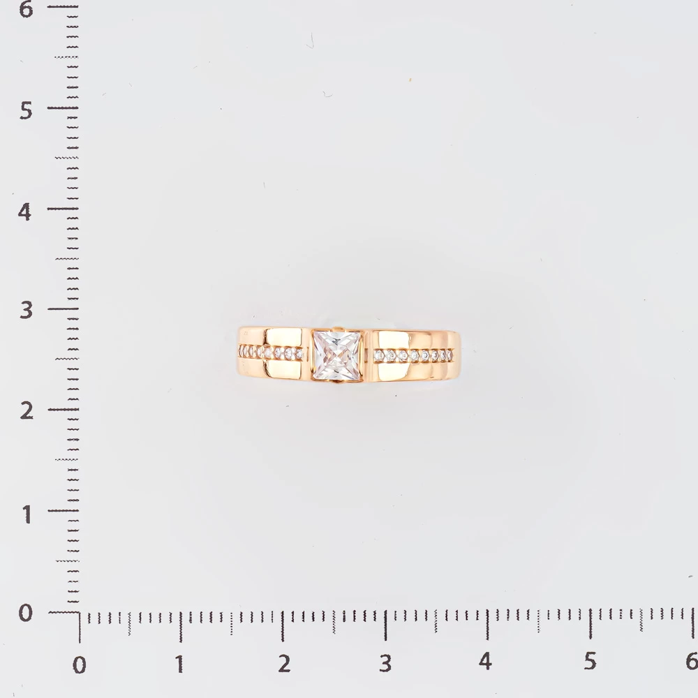 Кольцо с фианитом из красного золота 585 пробы