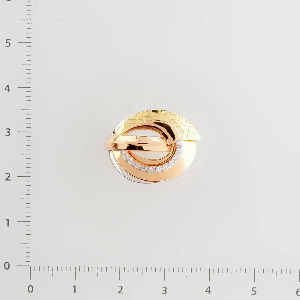 Кольцо с фианитом из красного золота 585 пробы