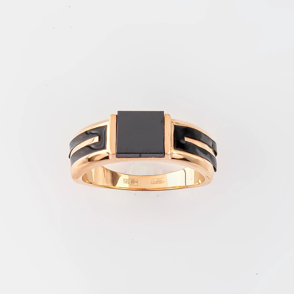 Кольцо с агатом из красного золота 585 пробы