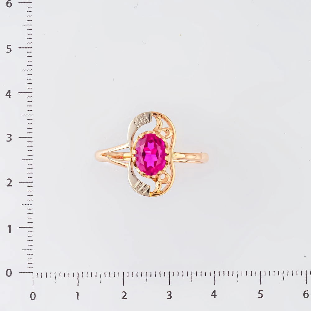 Кольцо с фианитом из красного золота 583 пробы