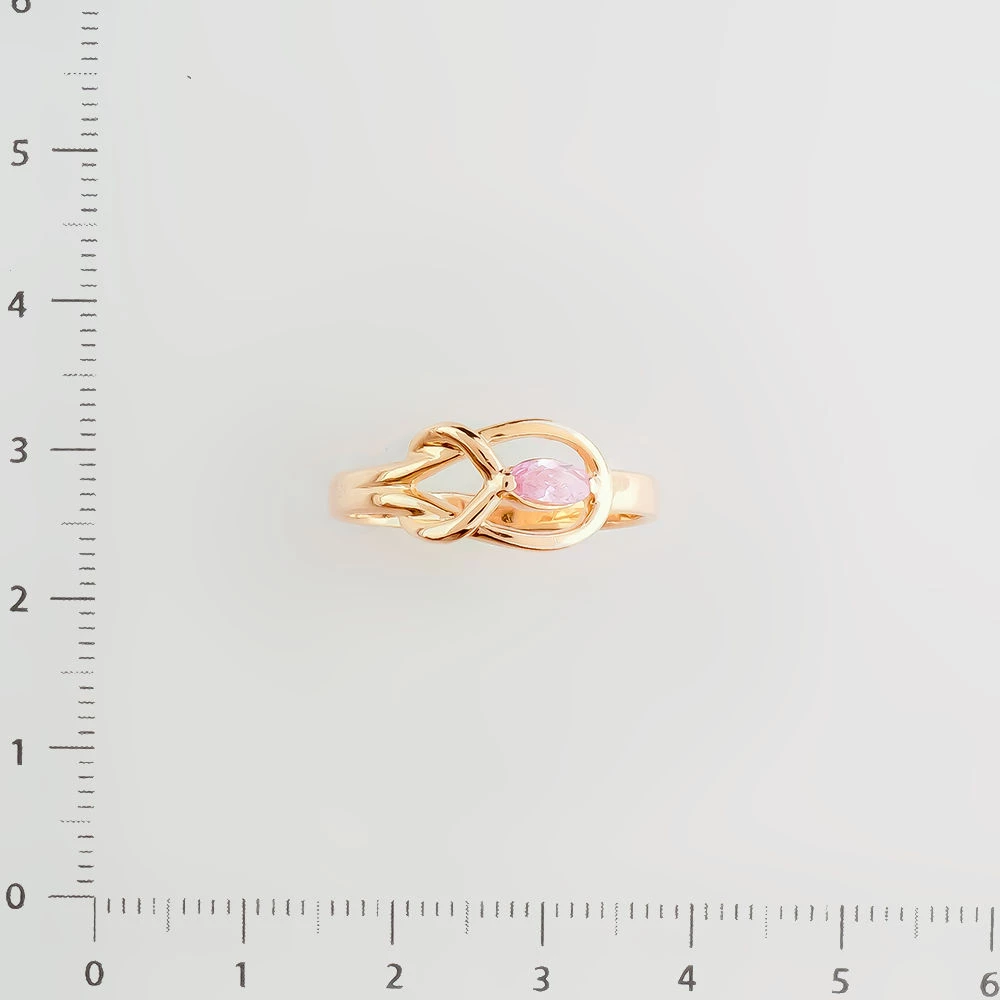 Кольцо с фианитом из красного золота 585 пробы