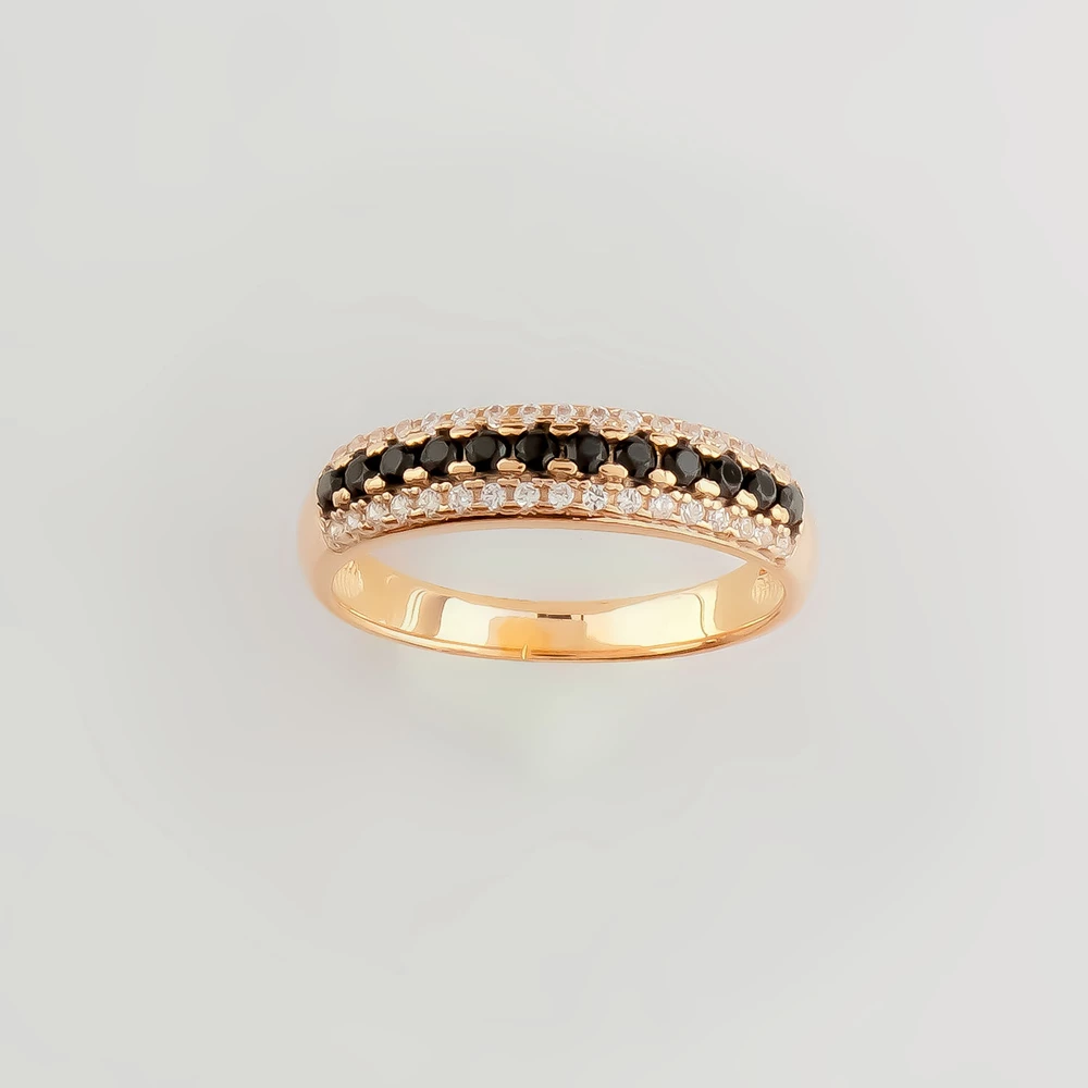 Кольцо с фианитом из красного золота 585 пробы