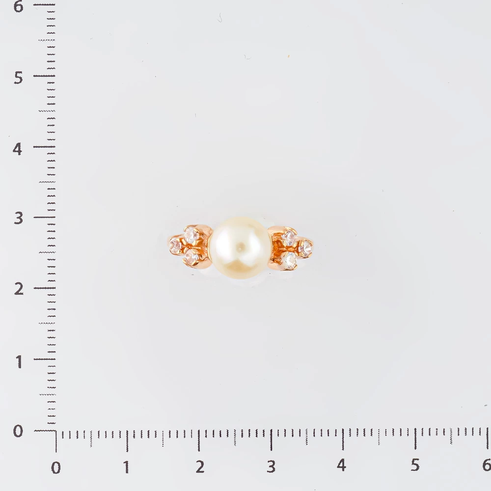 Кольцо с культивированным жемчугом из красного золота 585 пробы