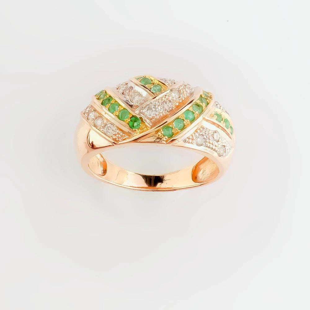 Кольцо с изумрудом из красного золота 585 пробы