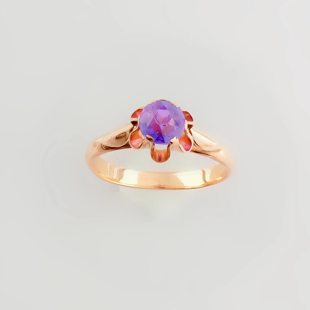 Кольцо с фианитом из красного золота 583 пробы Кольцо с фианитом из красного золота 583 пробы