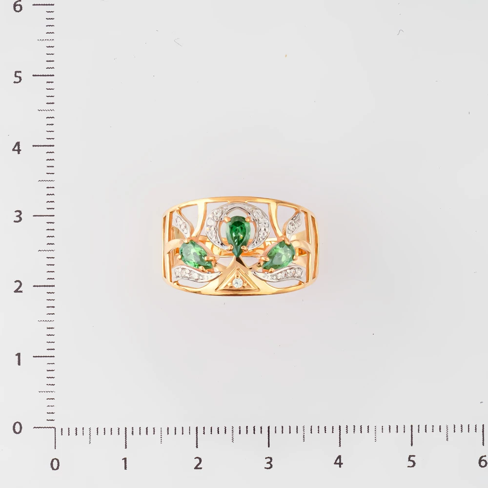 Кольцо с фианитом из красного золота 585 пробы