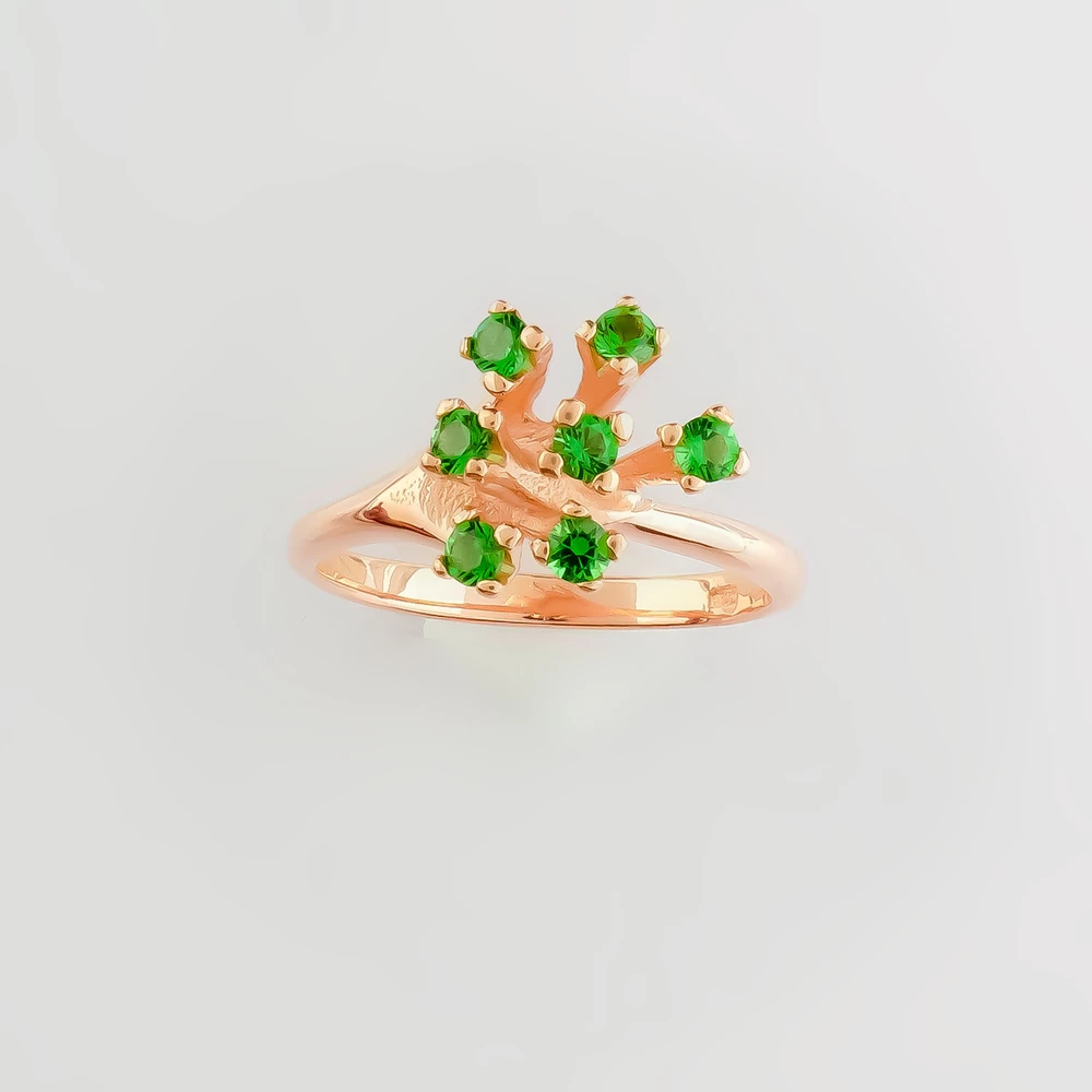 Кольцо с фианитом из красного золота 585 пробы