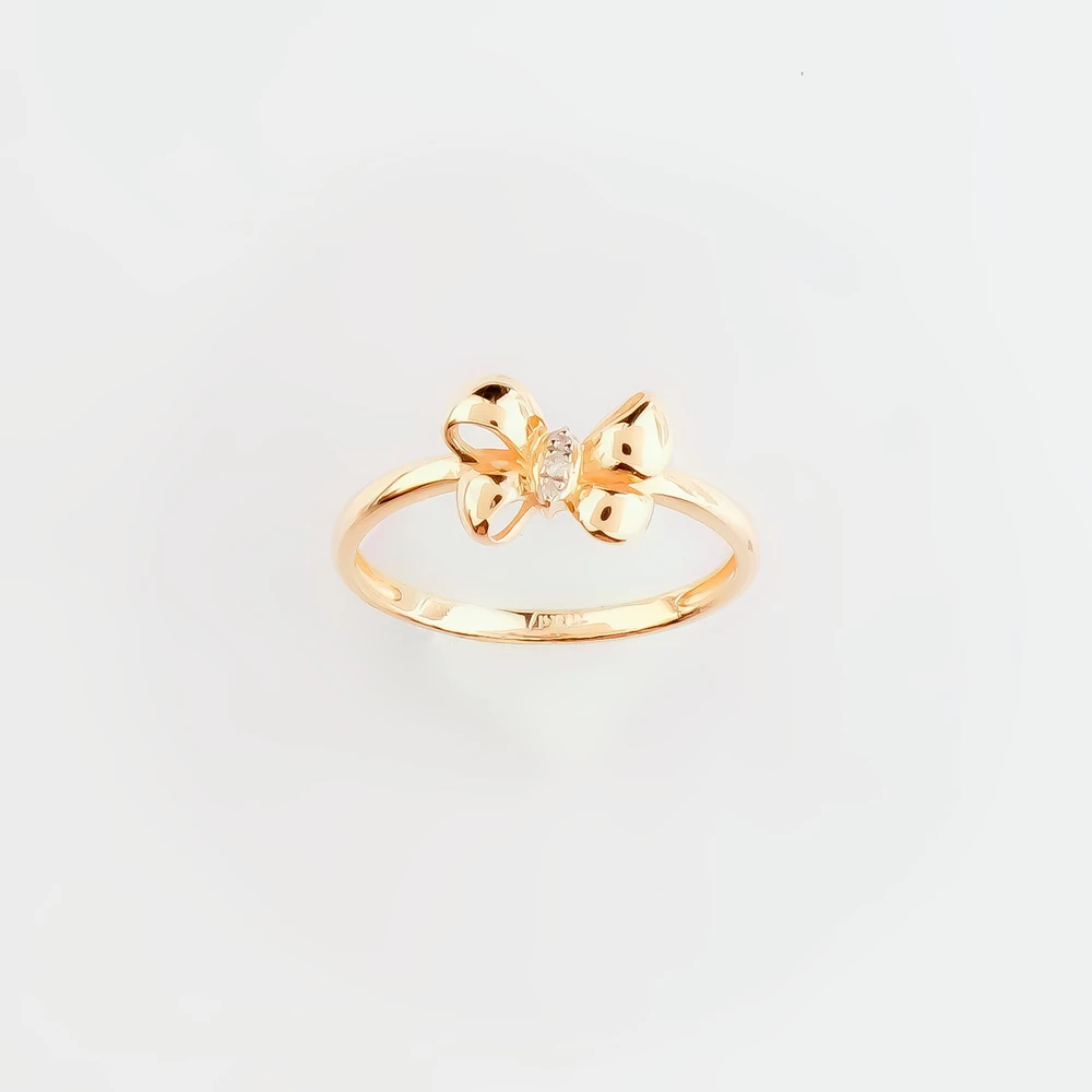 Кольцо с бриллиантом из красного золота 585 пробы