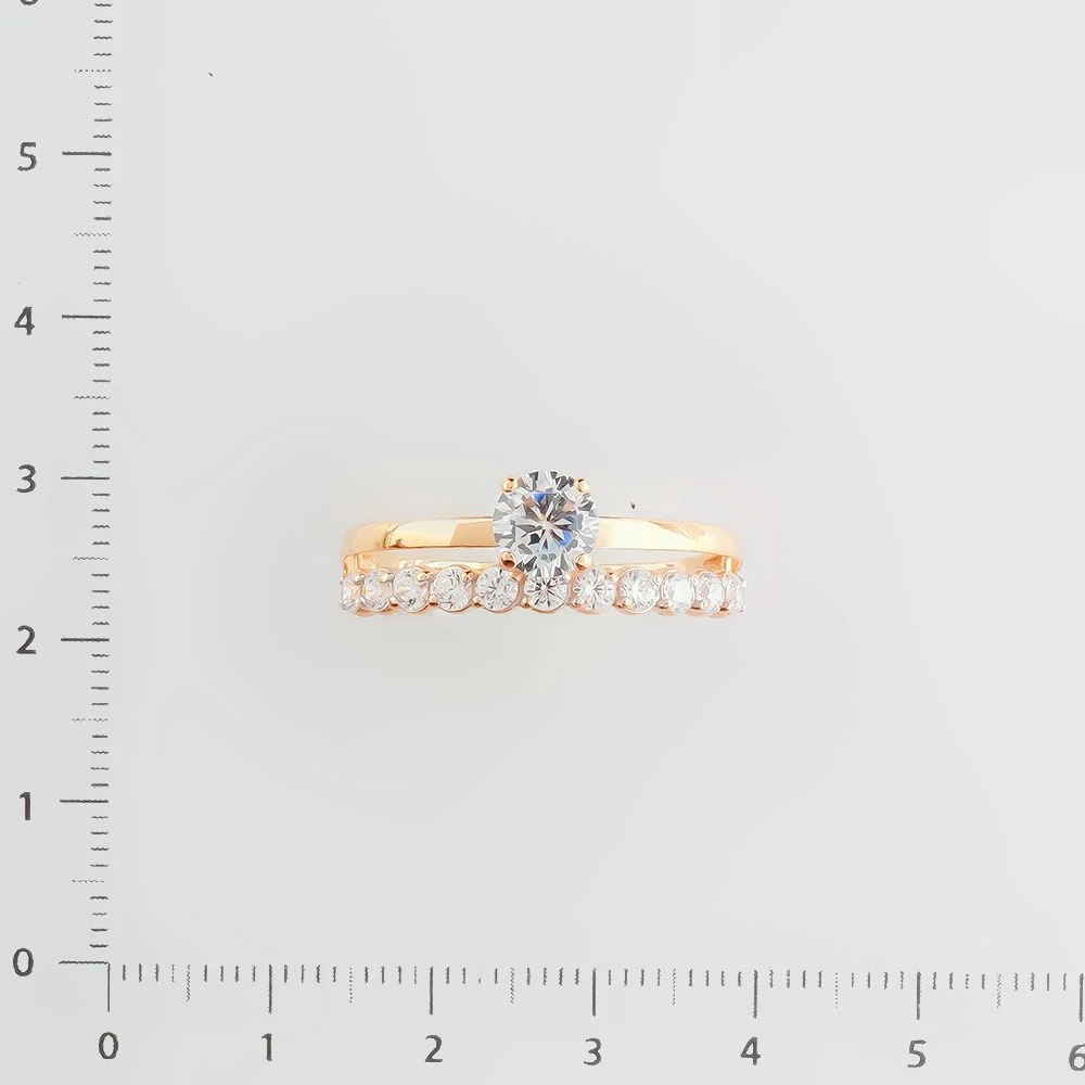 Кольцо с фианитом из красного золота 585 пробы