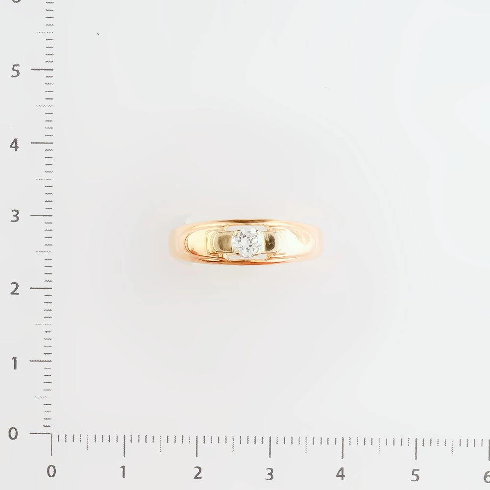 Кольцо с фианитом из красного золота 585 пробы