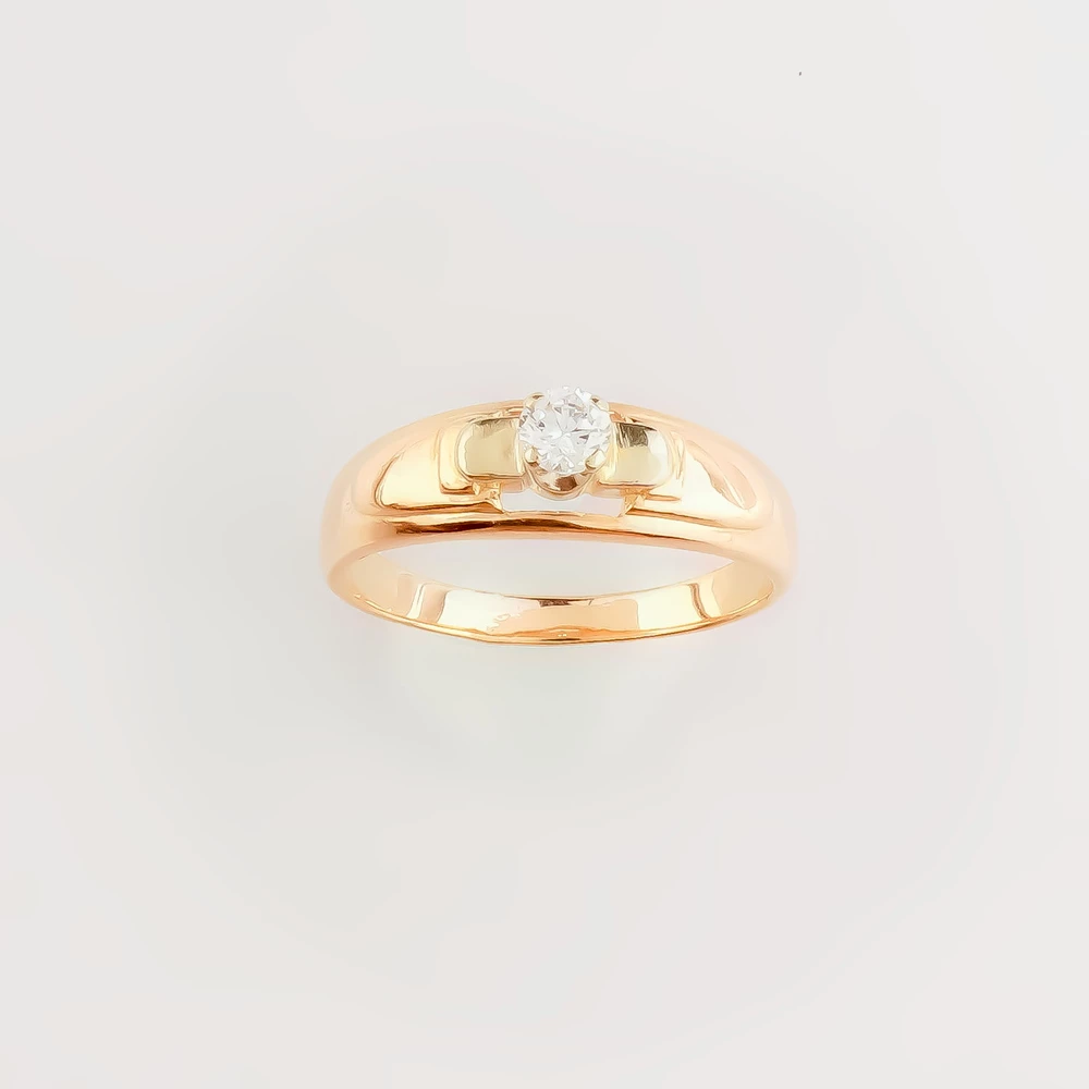 Кольцо с фианитом из красного золота 585 пробы