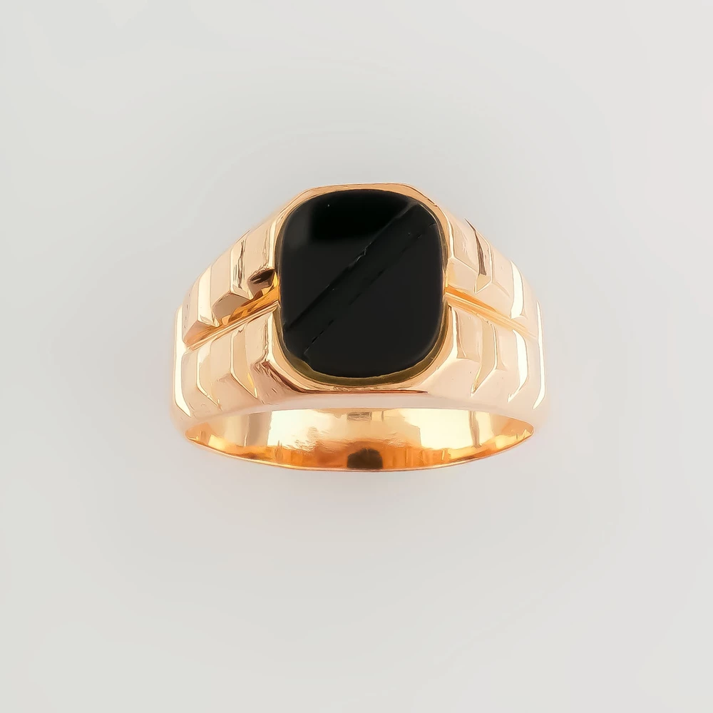 Кольцо с агатом из красного золота 585 пробы