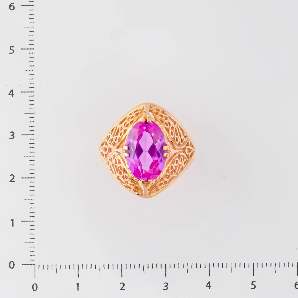 Кольцо с фианитом из красного золота 583 пробы