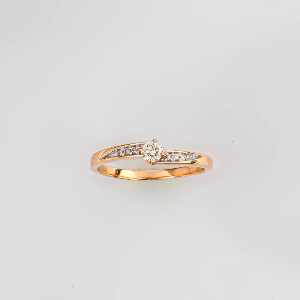 Кольцо с бриллиантом из красного золота 585 пробы