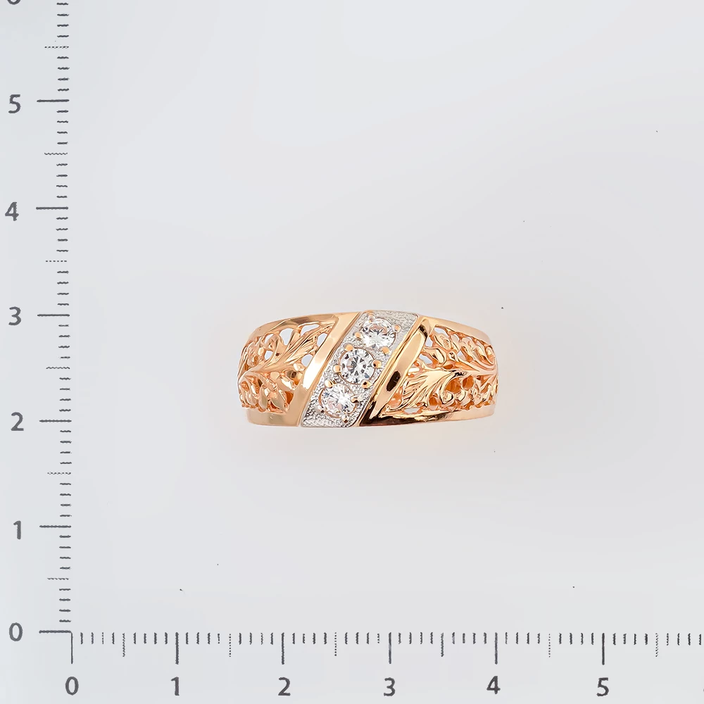 Кольцо с фианитом из красного золота 585 пробы