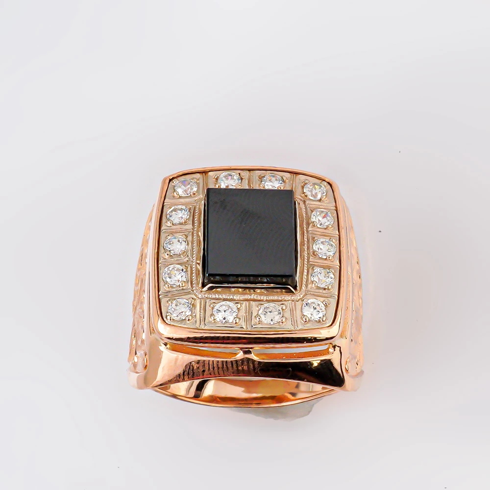 Кольцо с агатом из красного золота 585 пробы