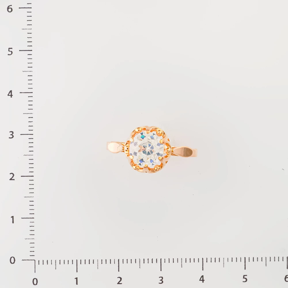 Кольцо с фианитом из красного золота 583 пробы