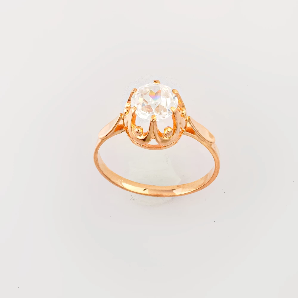 Кольцо с фианитом из красного золота 583 пробы