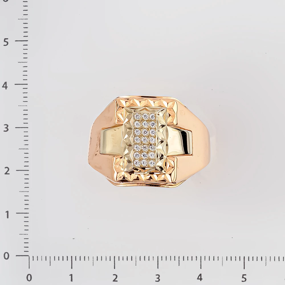 Кольцо с фианитом из красного золота 585 пробы