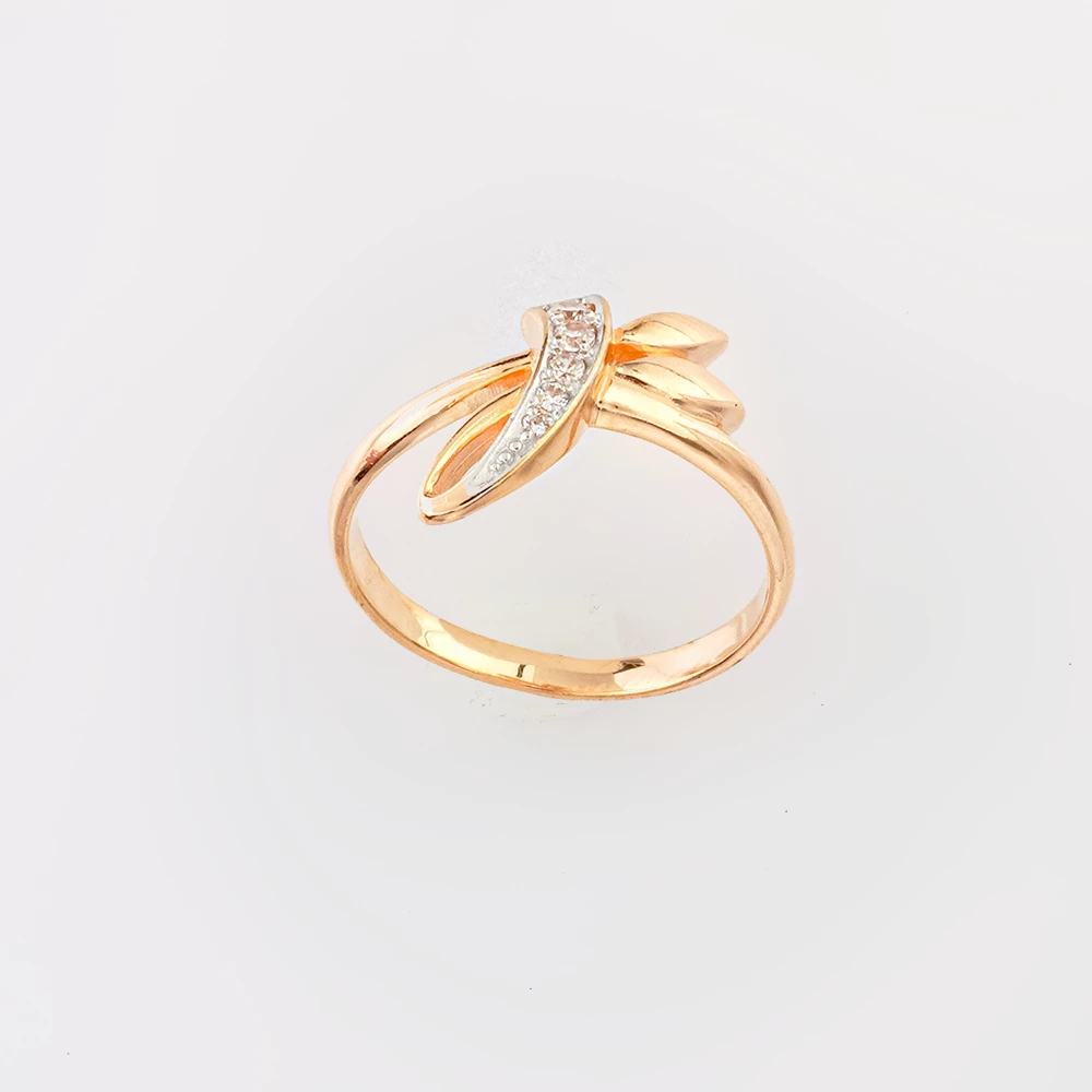 Кольцо с фианитом из красного золота 585 пробы