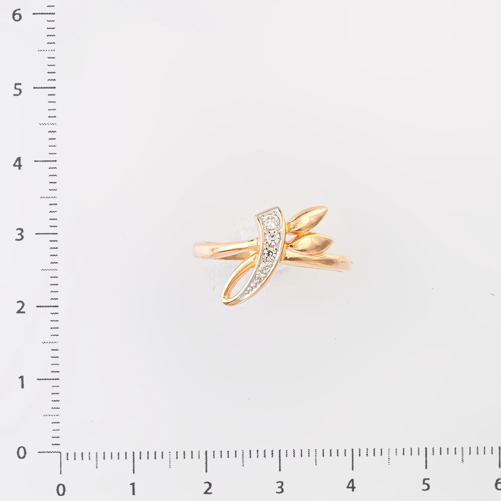 Кольцо с фианитом из красного золота 585 пробы