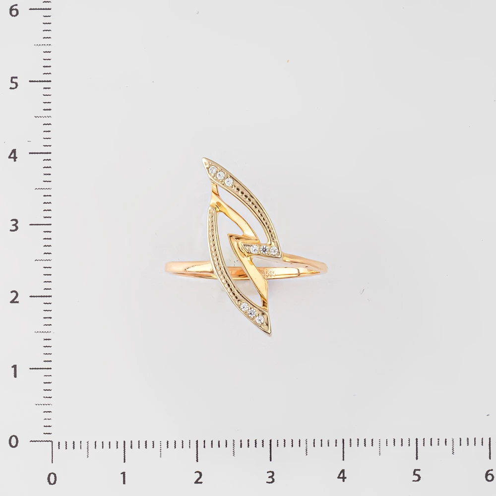 Кольцо с фианитом из красного золота 585 пробы