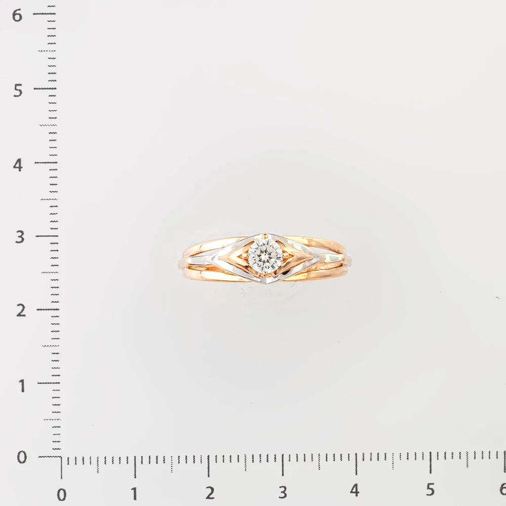 Кольцо с фианитом из красного золота 585 пробы