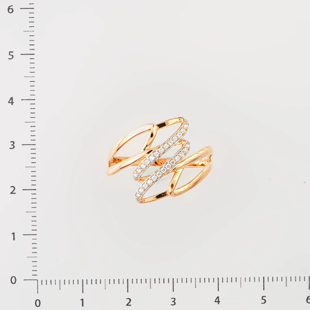 Кольцо с фианитом из красного золота 585 пробы