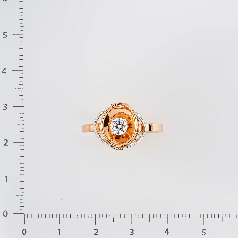 Кольцо с фианитом из красного золота 585 пробы