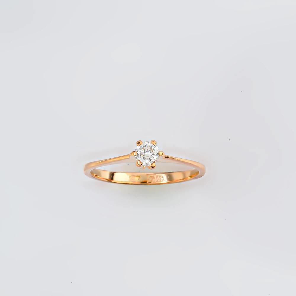 Кольцо с бриллиантом из красного золота 585 пробы