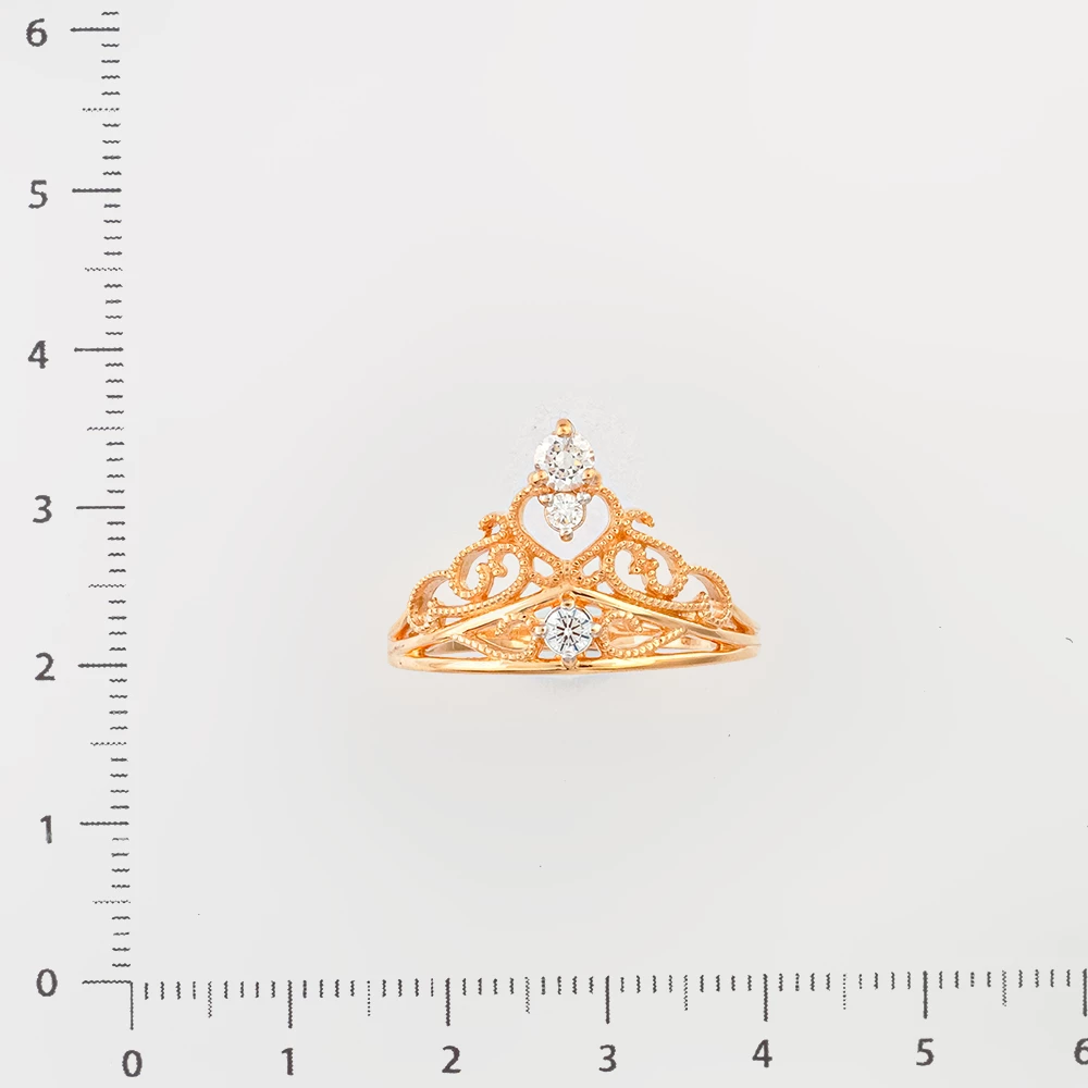 Кольцо с фианитом из красного золота 585 пробы